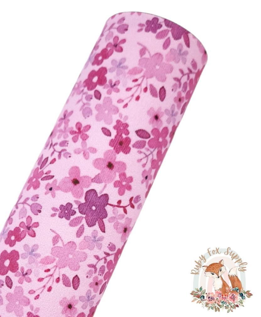 Cute Purple Flowers 9x12 faux leather sheet