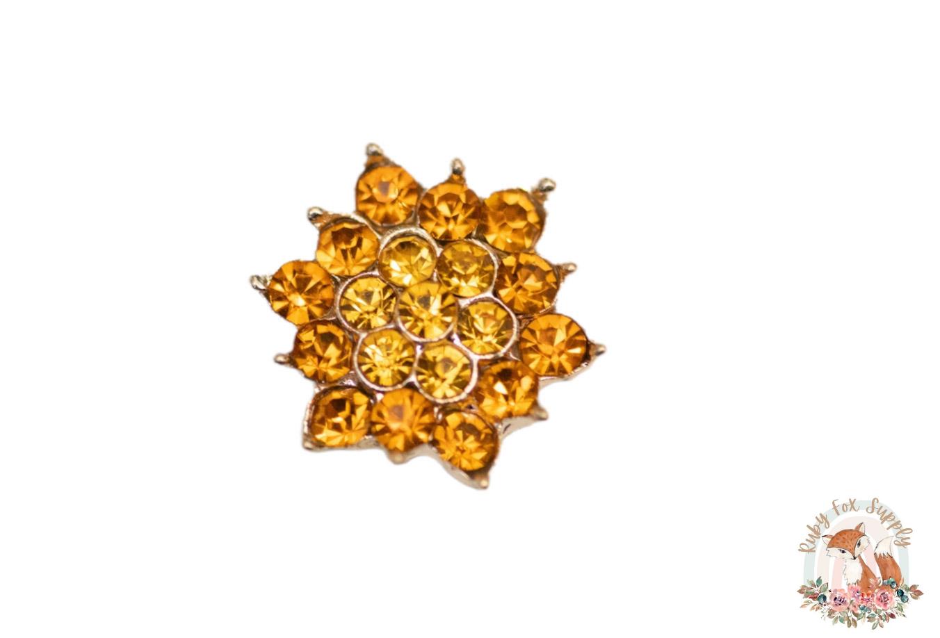 Orange Sunburst Rhinestone - Flat Back (set of 5)