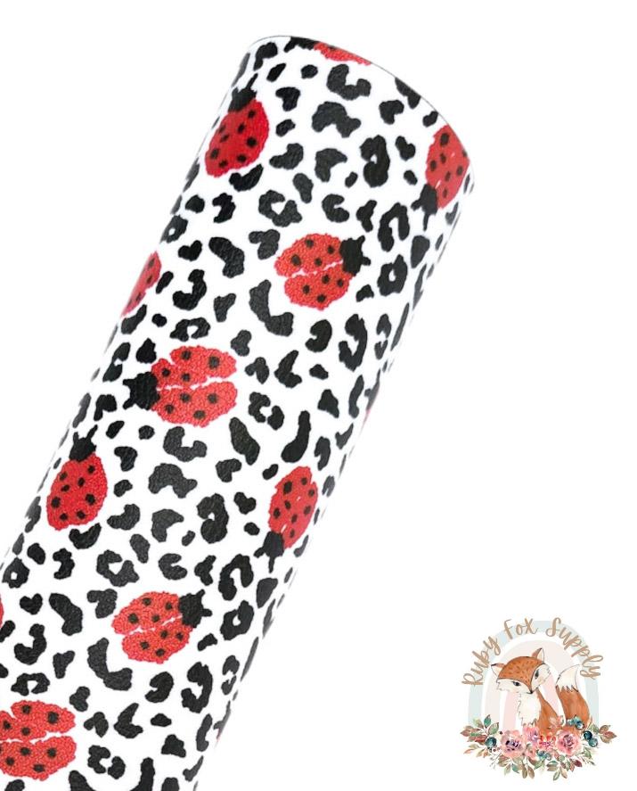 Ladybug Cheetah 9x12 faux leather sheet