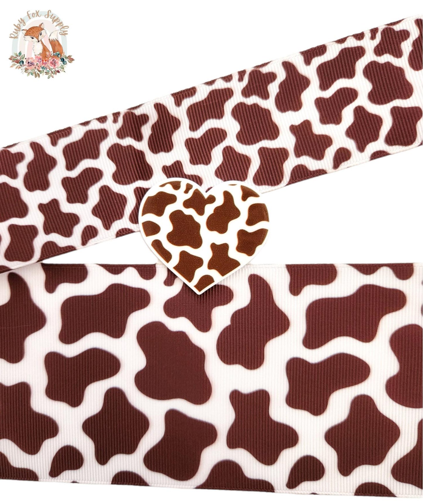 Brown Cow Print 3"/1.5" Ribbon