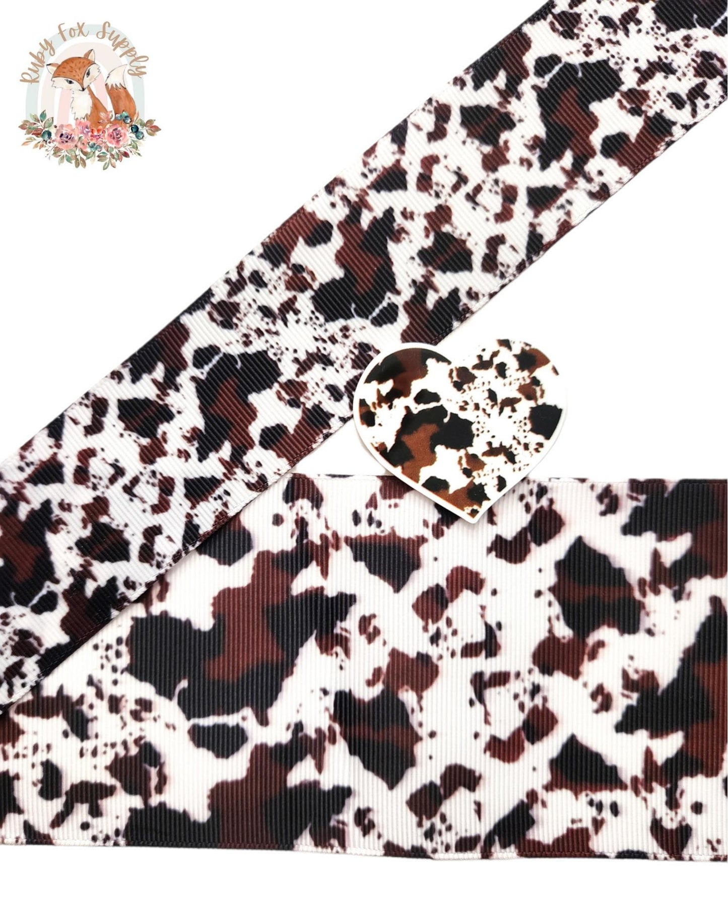 Black Brown Cow Print 3"/1.5" Ribbon