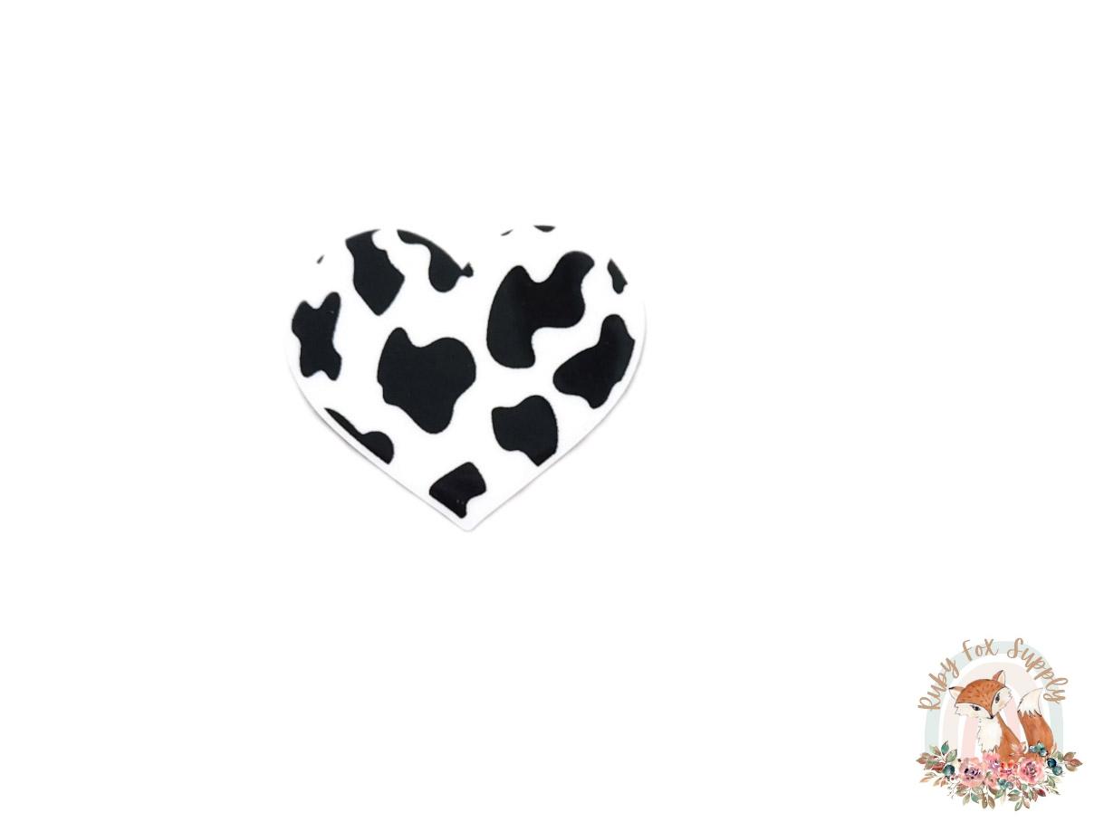 Cow Print Heart Resin