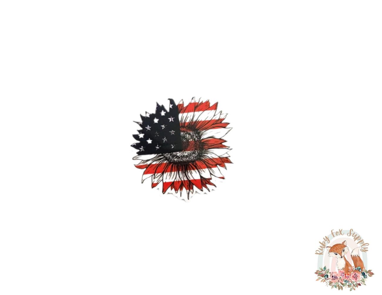 American Flag Sunflower Resin