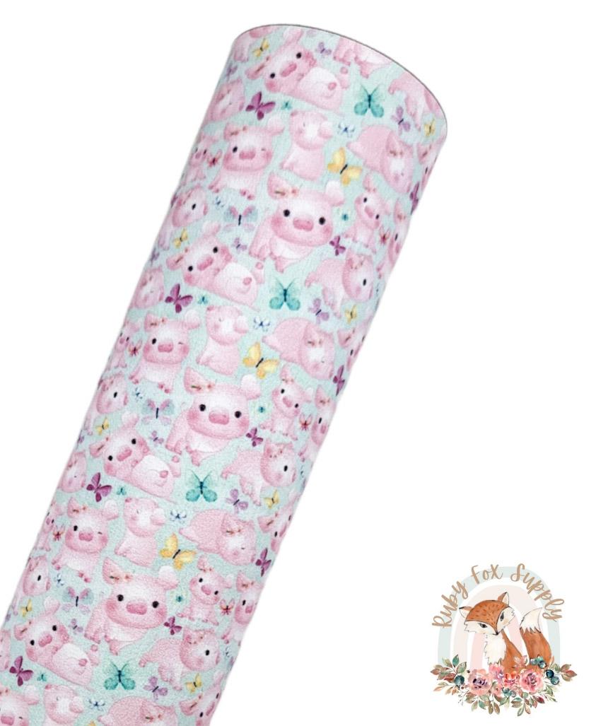 Cute Pig 9x12 faux leather sheet
