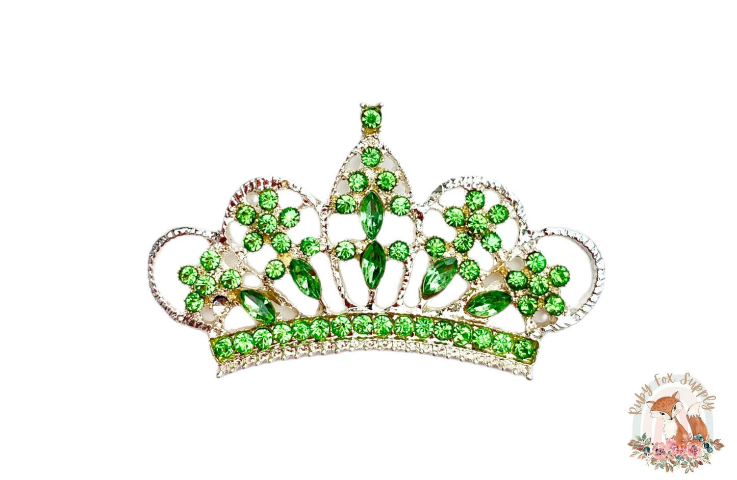 Green Princess Crown Rhinestone - Flat Back