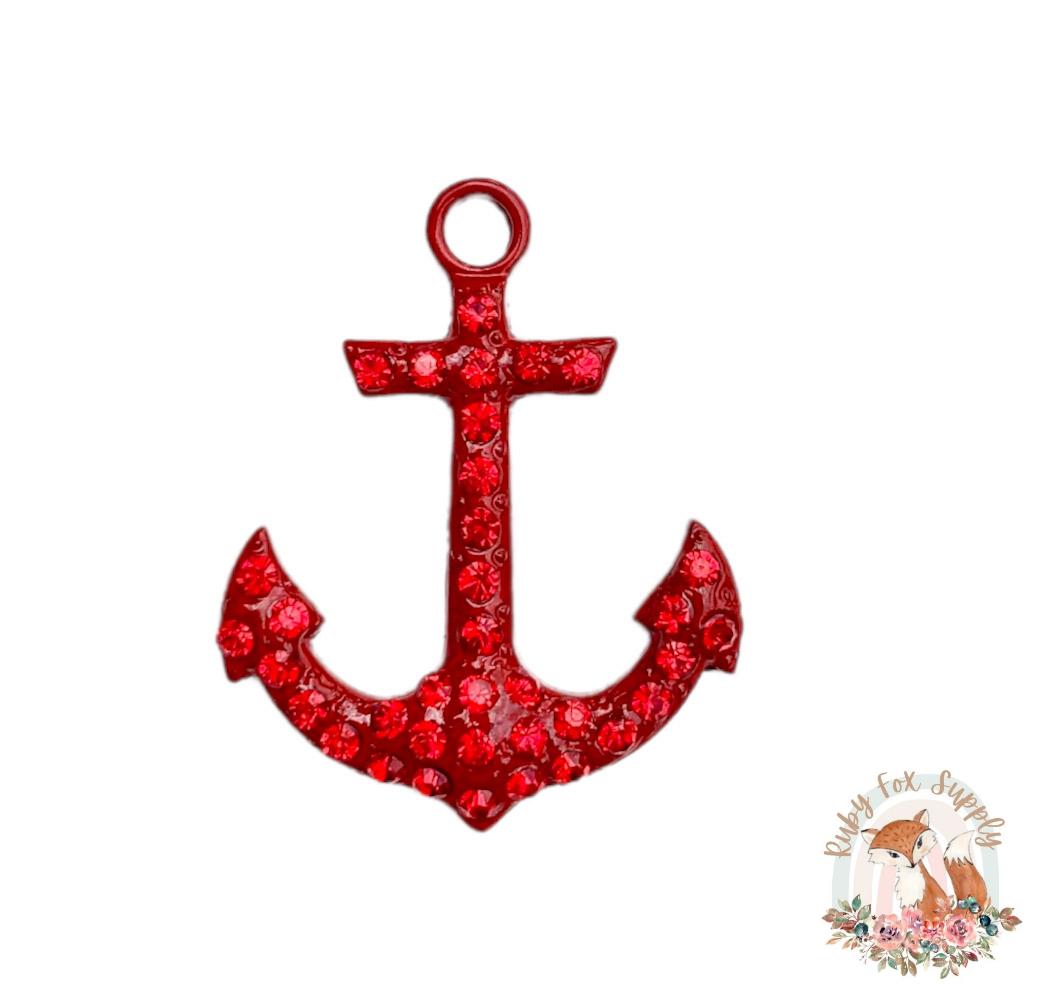 Red Anchor Rhinestone - Flat Back