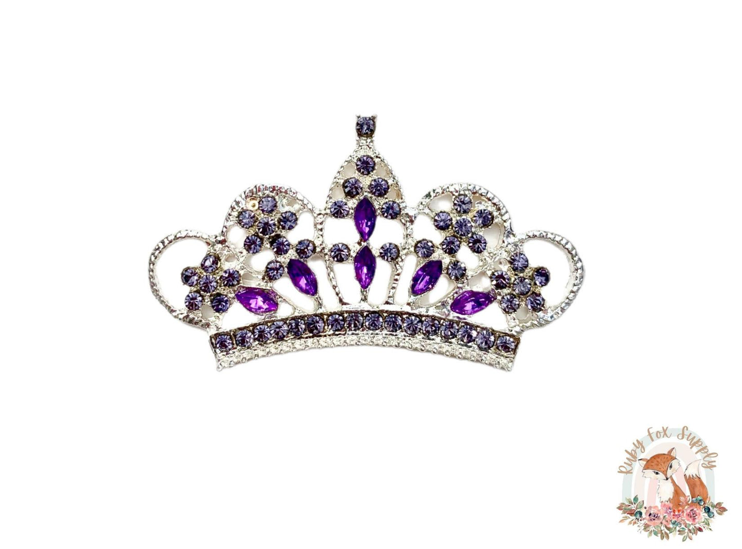 Purple Princess Crown Rhinestone - Flat Back