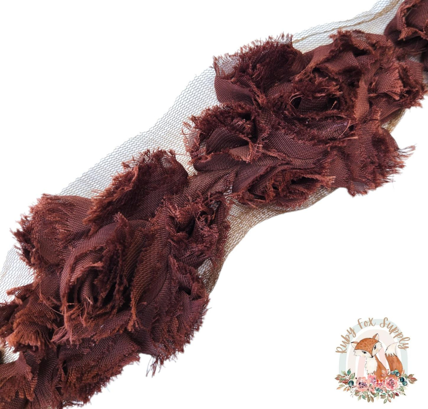 Brown Shabby Flower Cluster -5 flowers