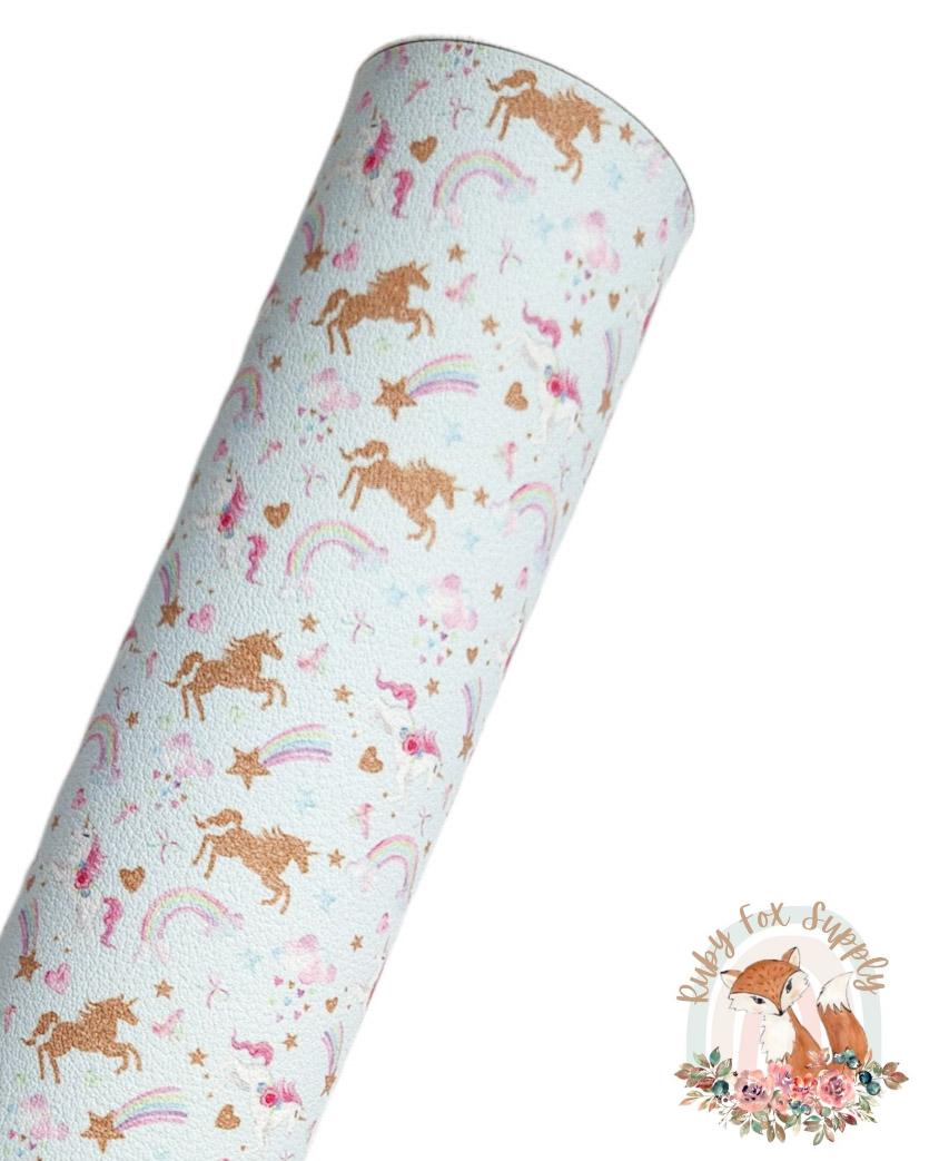 Gold Unicorns 9x12 faux leather sheet