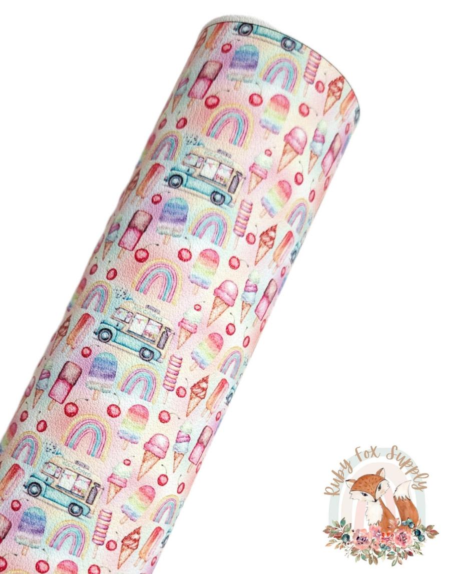 Ice Cream Truck 9x12 faux leather sheet