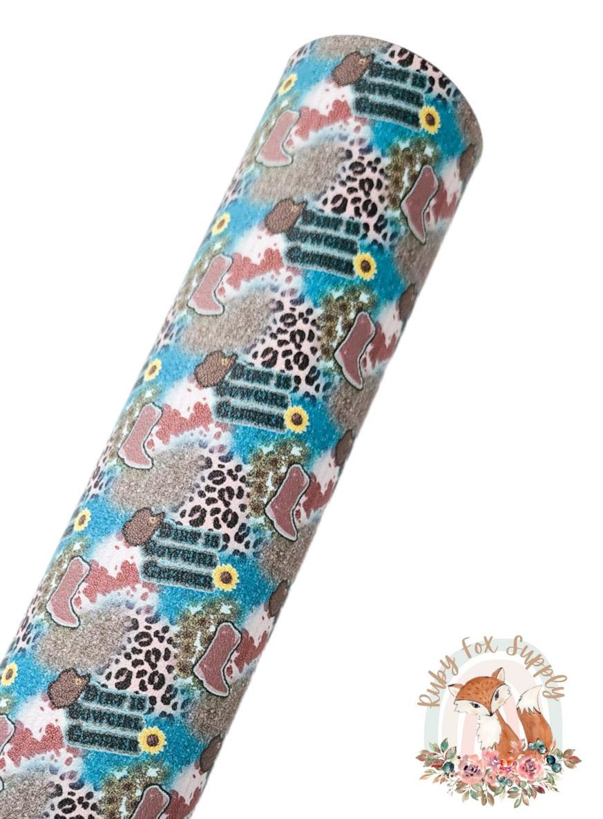 Cowgirl Glitter 9x12 faux leather sheet