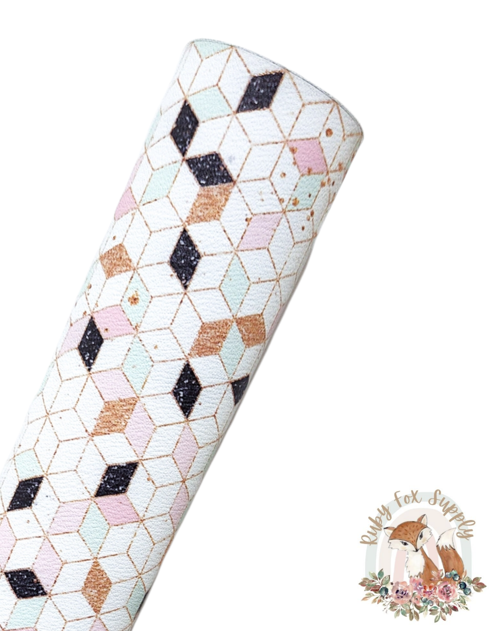 Pink Gold Geometric 9x12 faux leather sheet