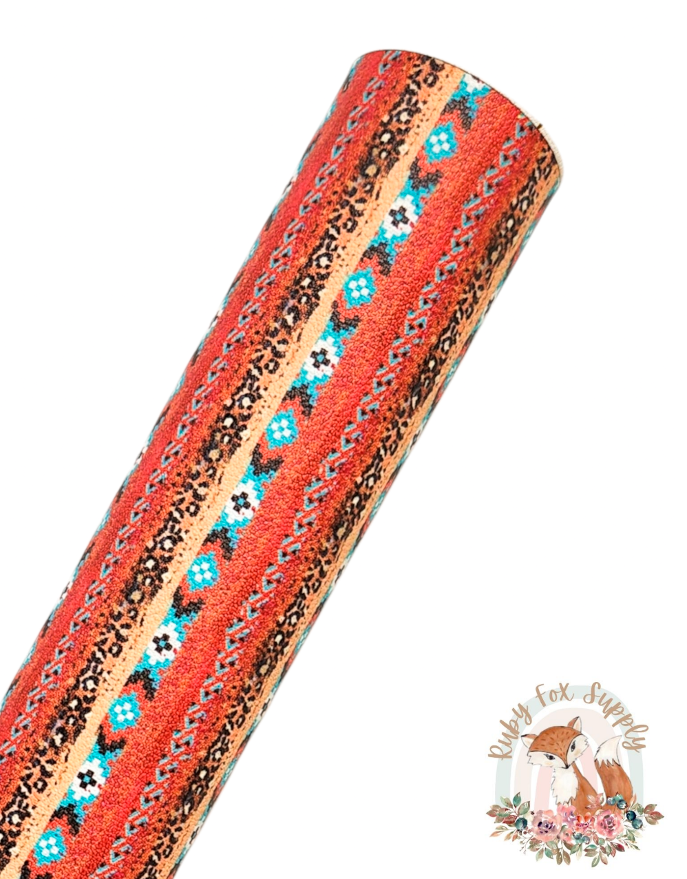 Red Western Pattern 9x12 faux leather sheet