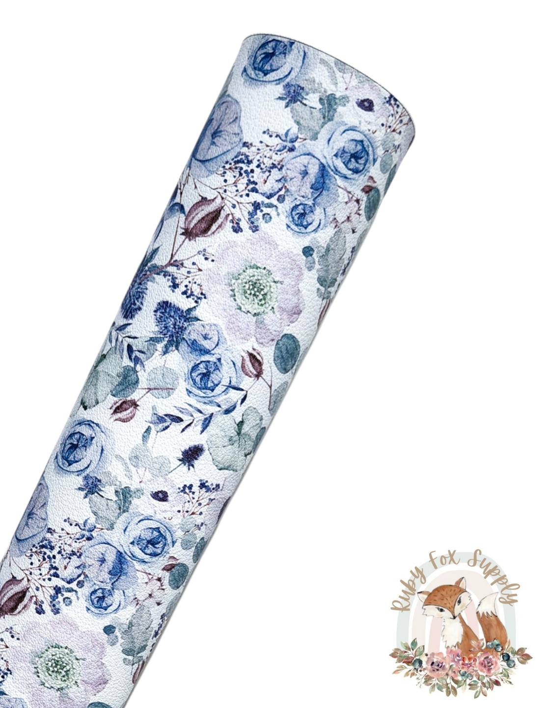Blue Floral 9x12 faux leather sheet