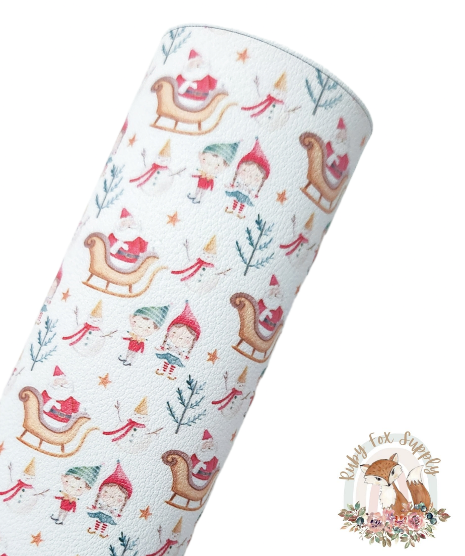 Santa Elves 9x12 faux leather sheet