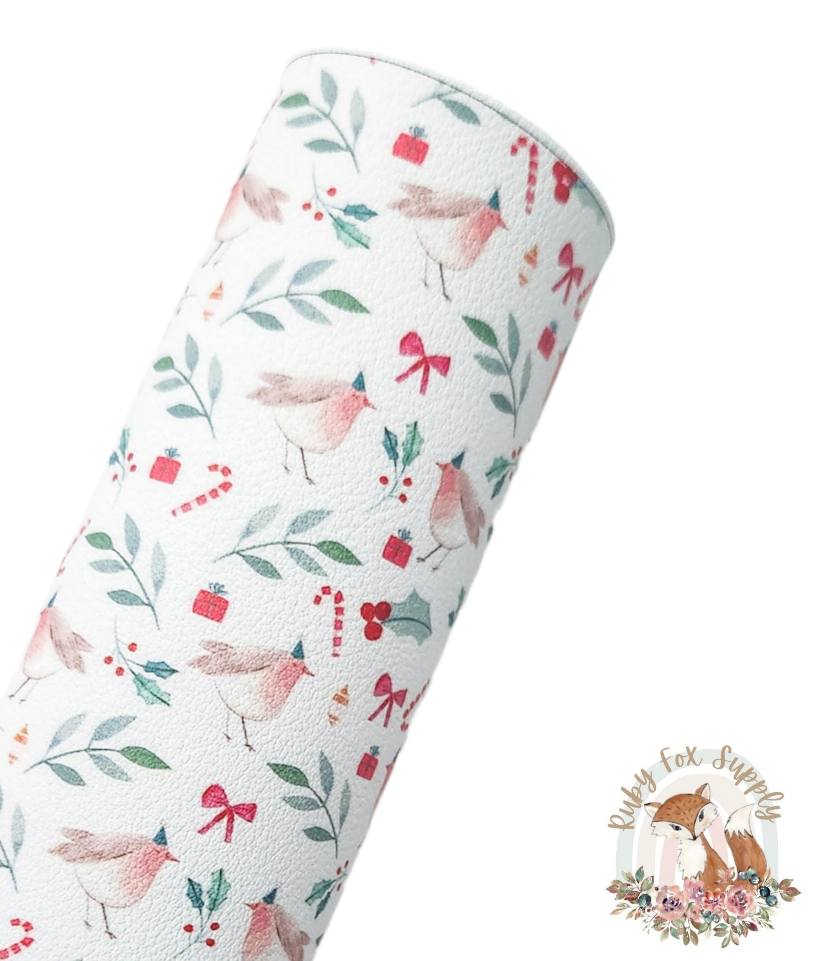 Winter Bird 9x12 faux leather sheet