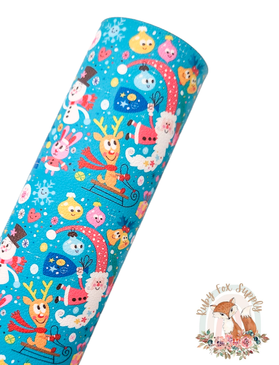 Christmas Characters 9x12 faux leather sheet