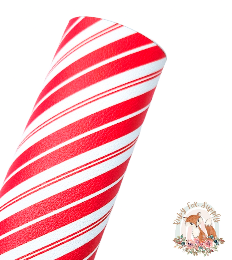 Peppermint Stripe 9x12 faux leather sheet
