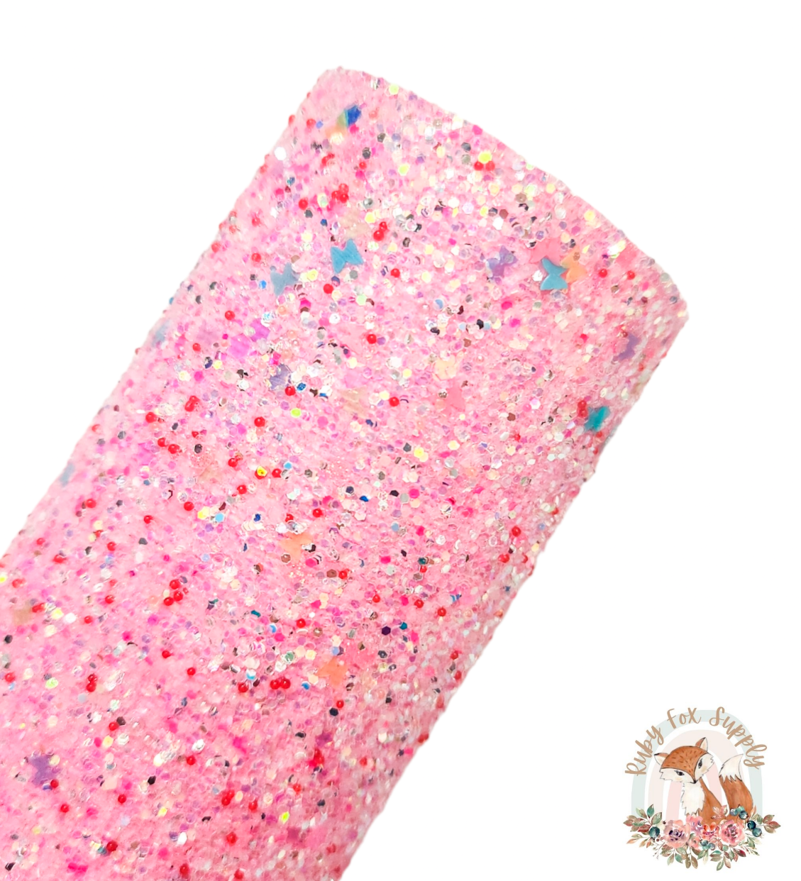 Light Pink Butterfly Chunky Glitter 9x12 faux leather sheet