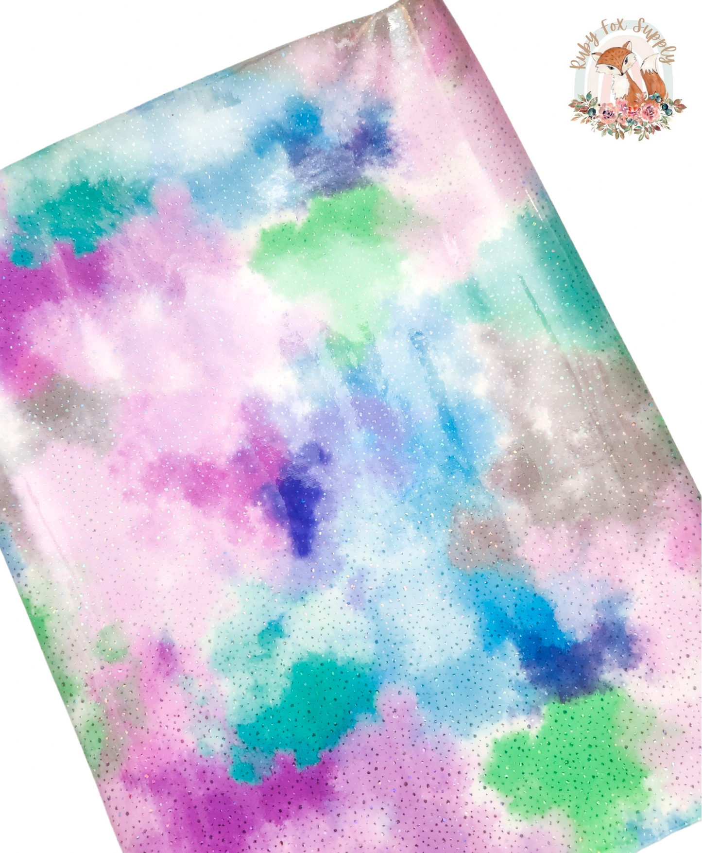 Glossy Blue Purple Tie Dye Sparkle 9x12 faux leather sheet