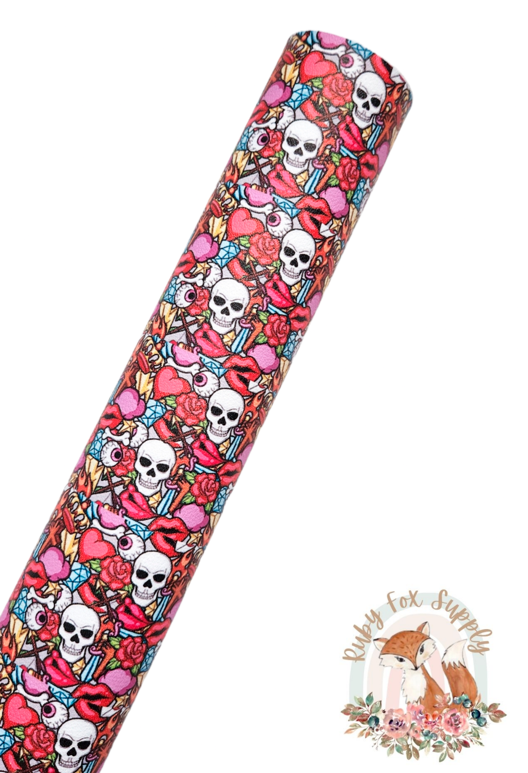 Skull Love Collage 9x12 faux leather sheet