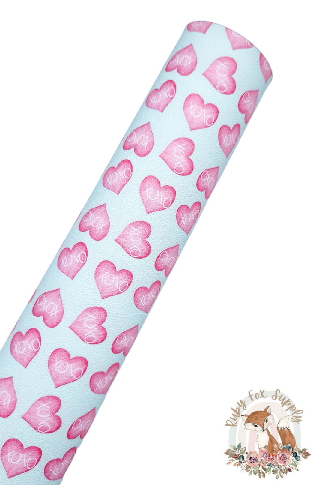 Red and Mint XOXO Hearts 9x12 faux leather sheet