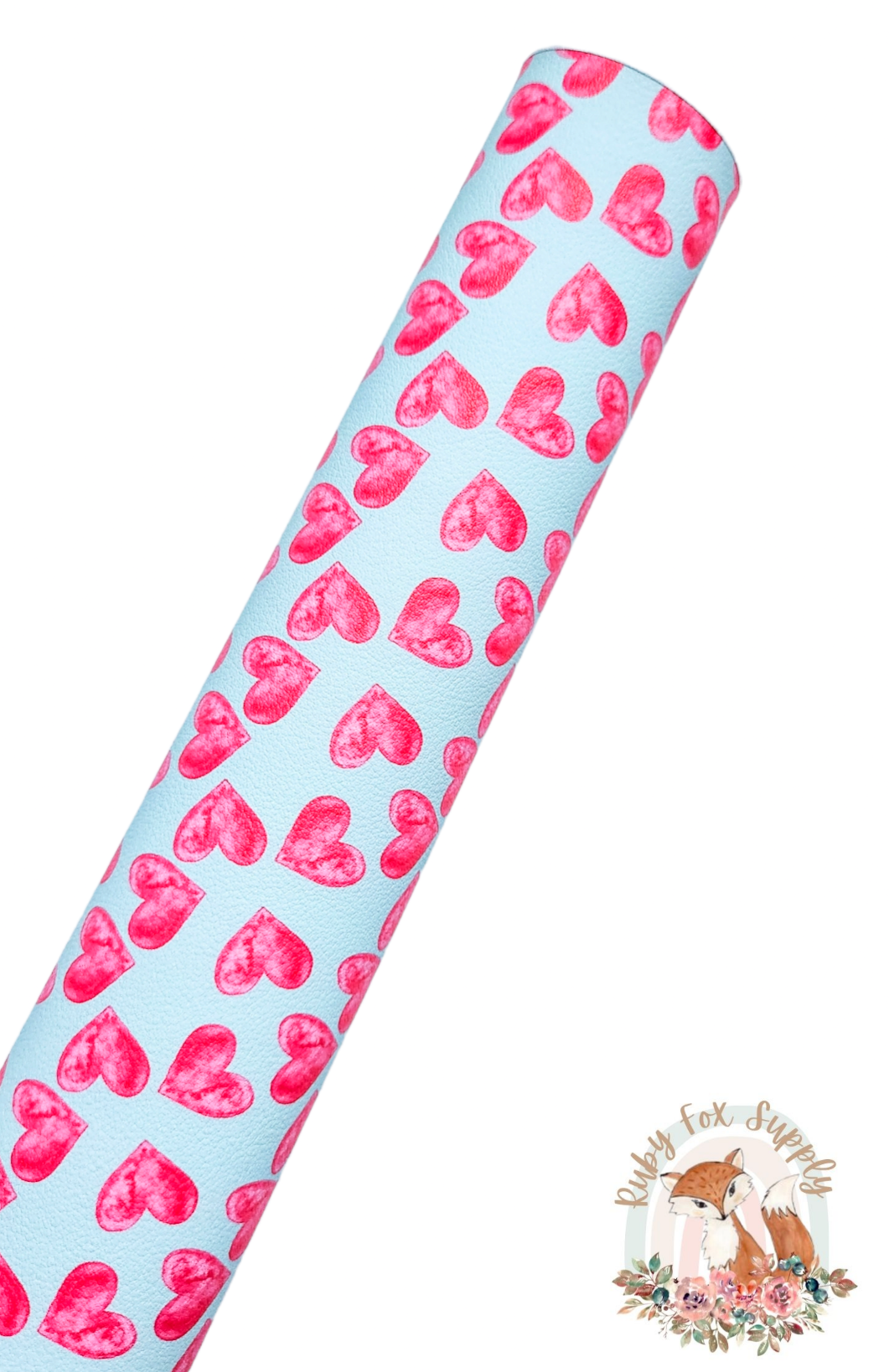 Red and Mint Hearts 9x12 faux leather sheet