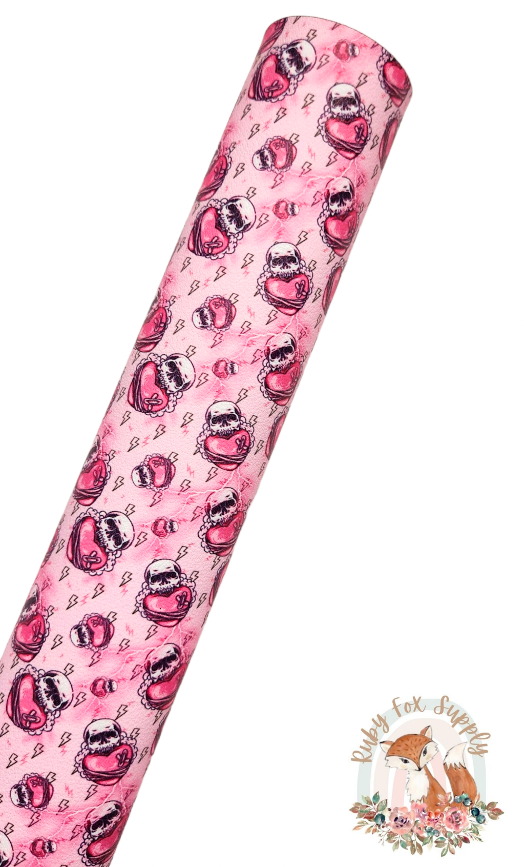 Skull Hearts 9x12 faux leather sheet