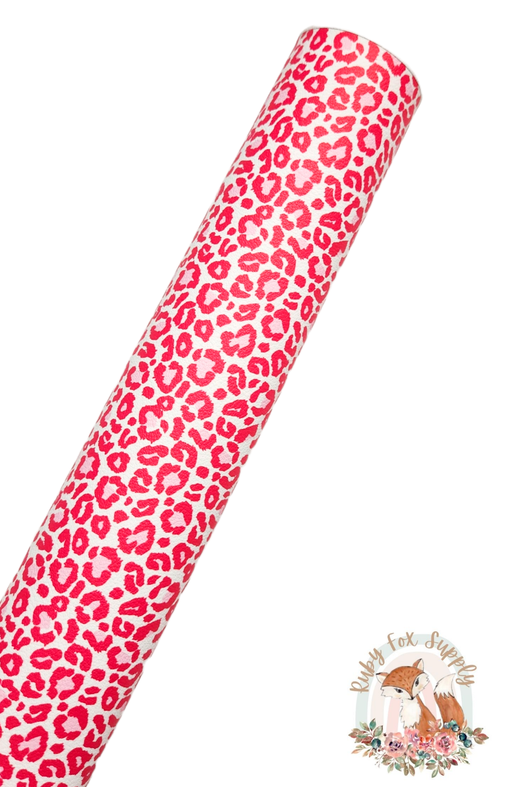 Pink and White Leopard Print 9x12 faux leather sheet