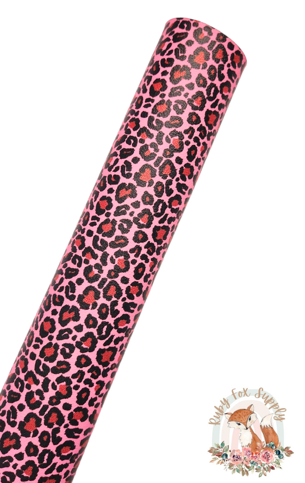 Pink and Red Leopard Print 9x12 faux leather sheet