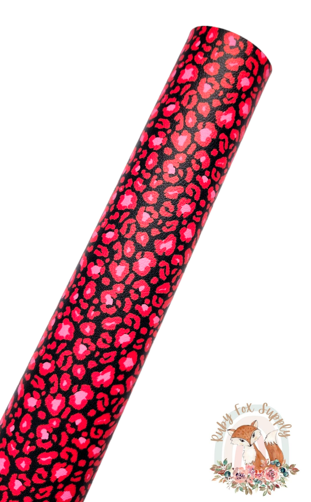 Black and Red Leopard Print 9x12 faux leather sheet
