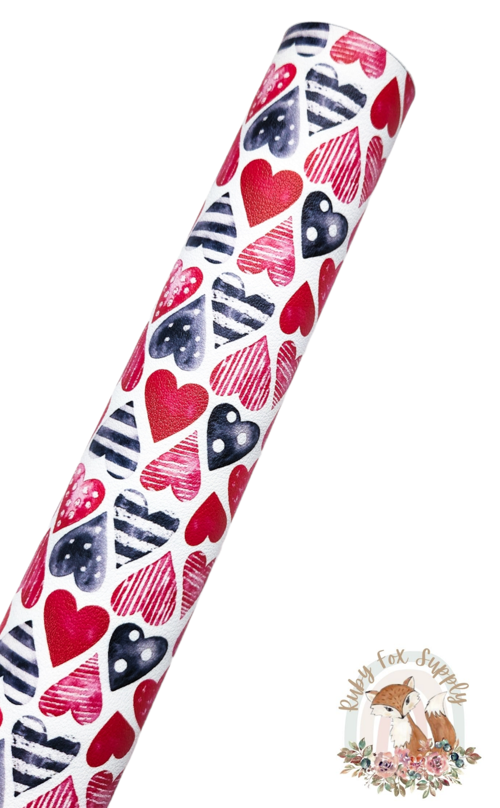 Patterned Hearts 9x12 faux leather sheet