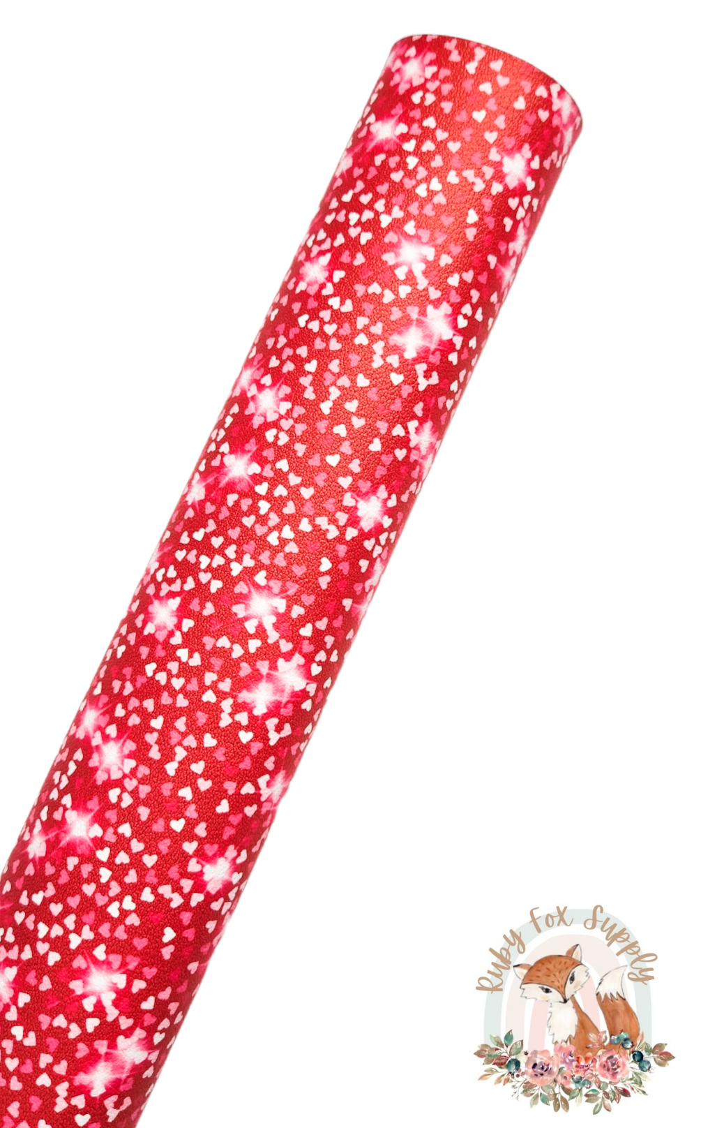 Red Sparkly Hearts 9x12 faux leather sheet