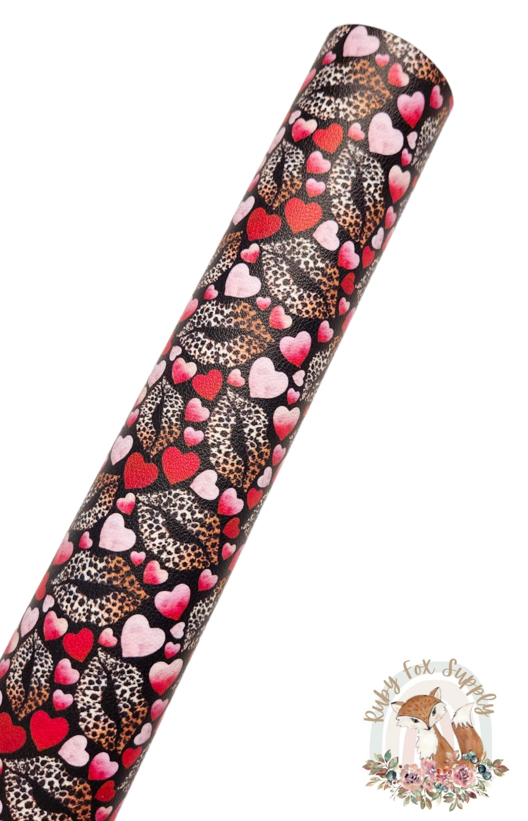 Leopard Lips Black 9x12 faux leather sheet