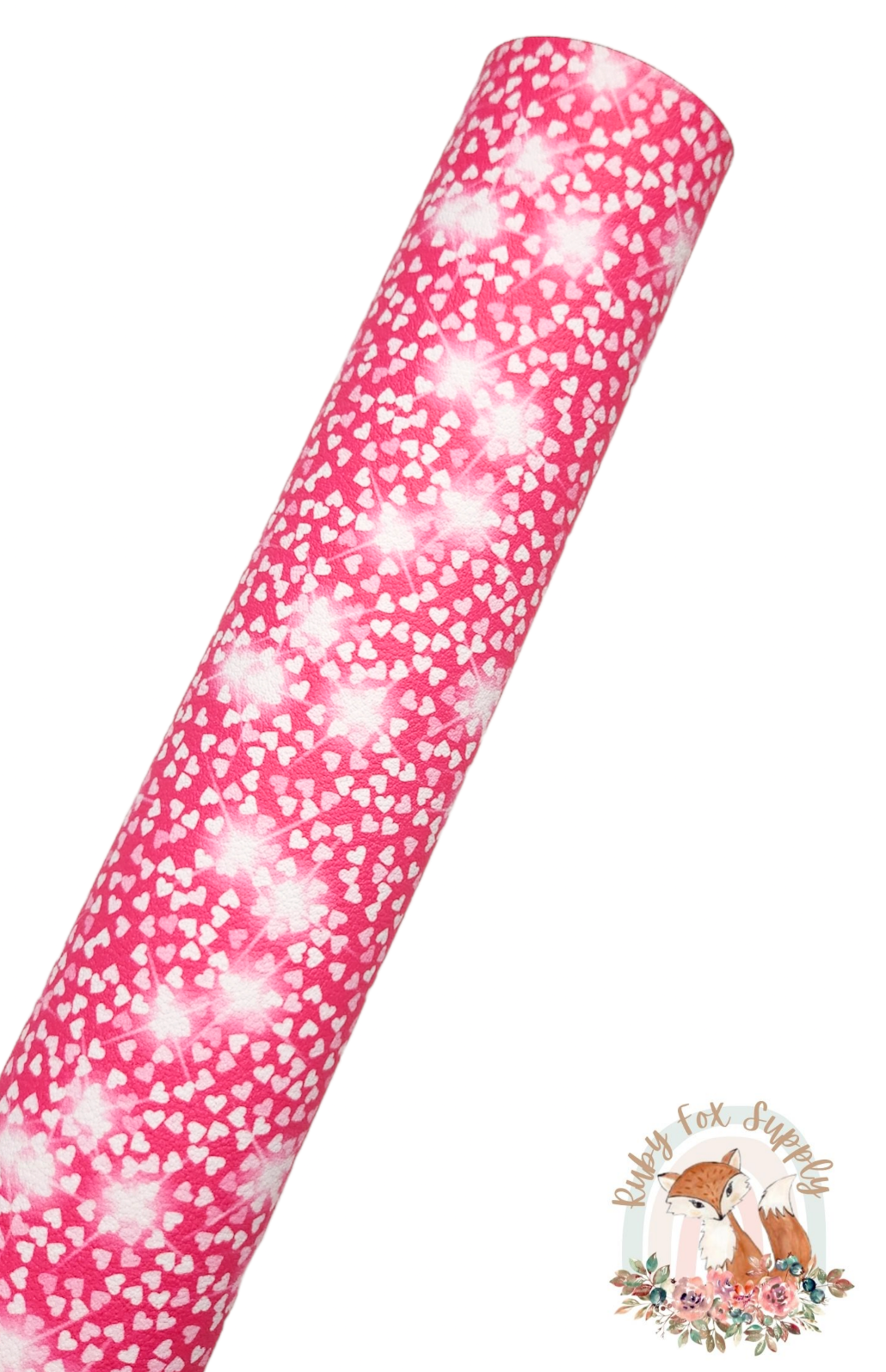 Pink Sparkly Hearts 9x12 faux leather sheet