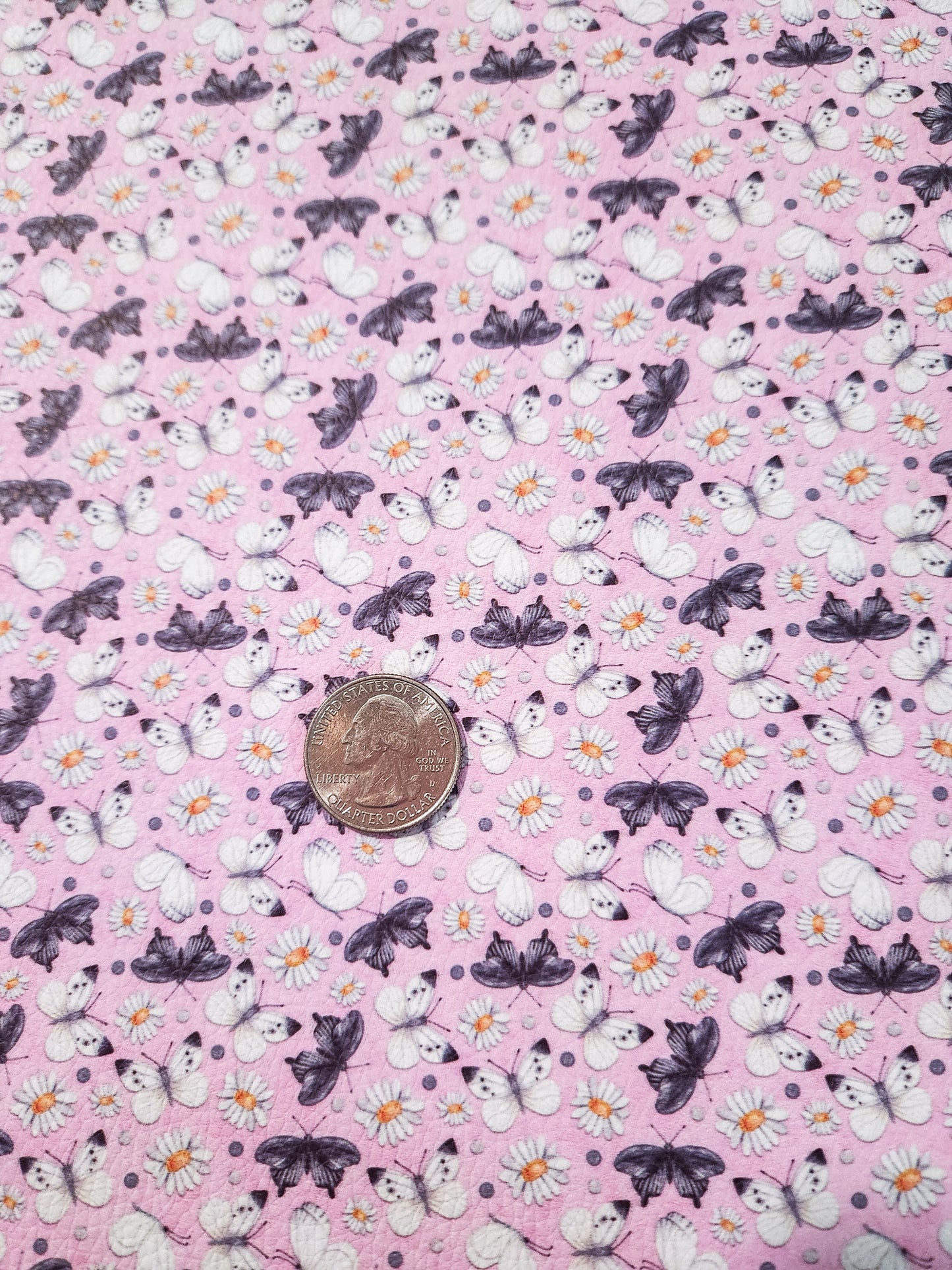 Light Pink Butterflies 9x12 faux leather sheet