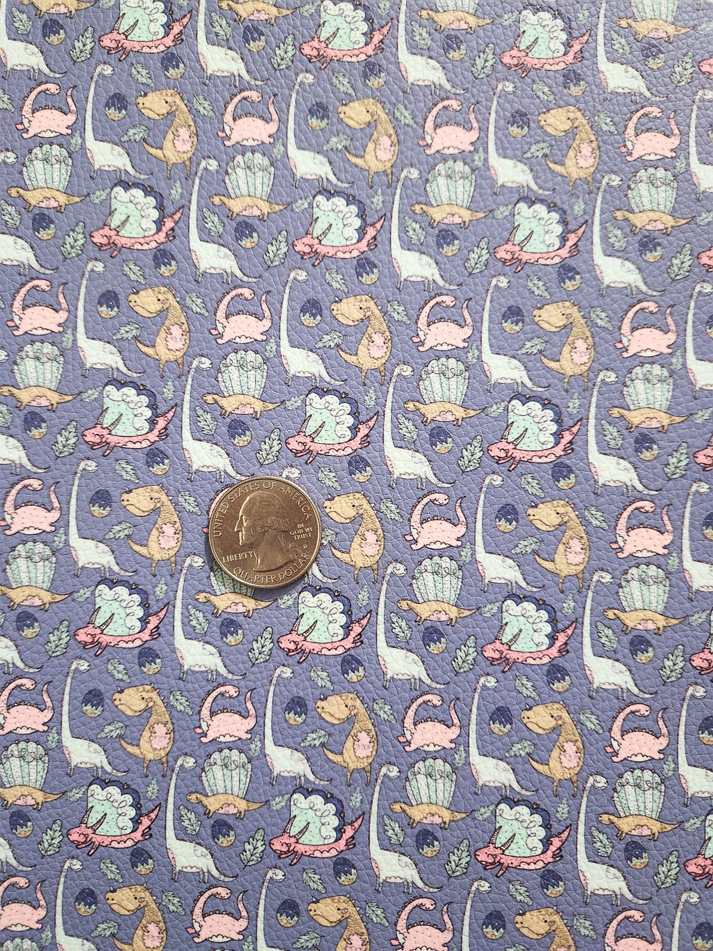 Cute Drawn Dinosaurs 9x12 faux leather sheet
