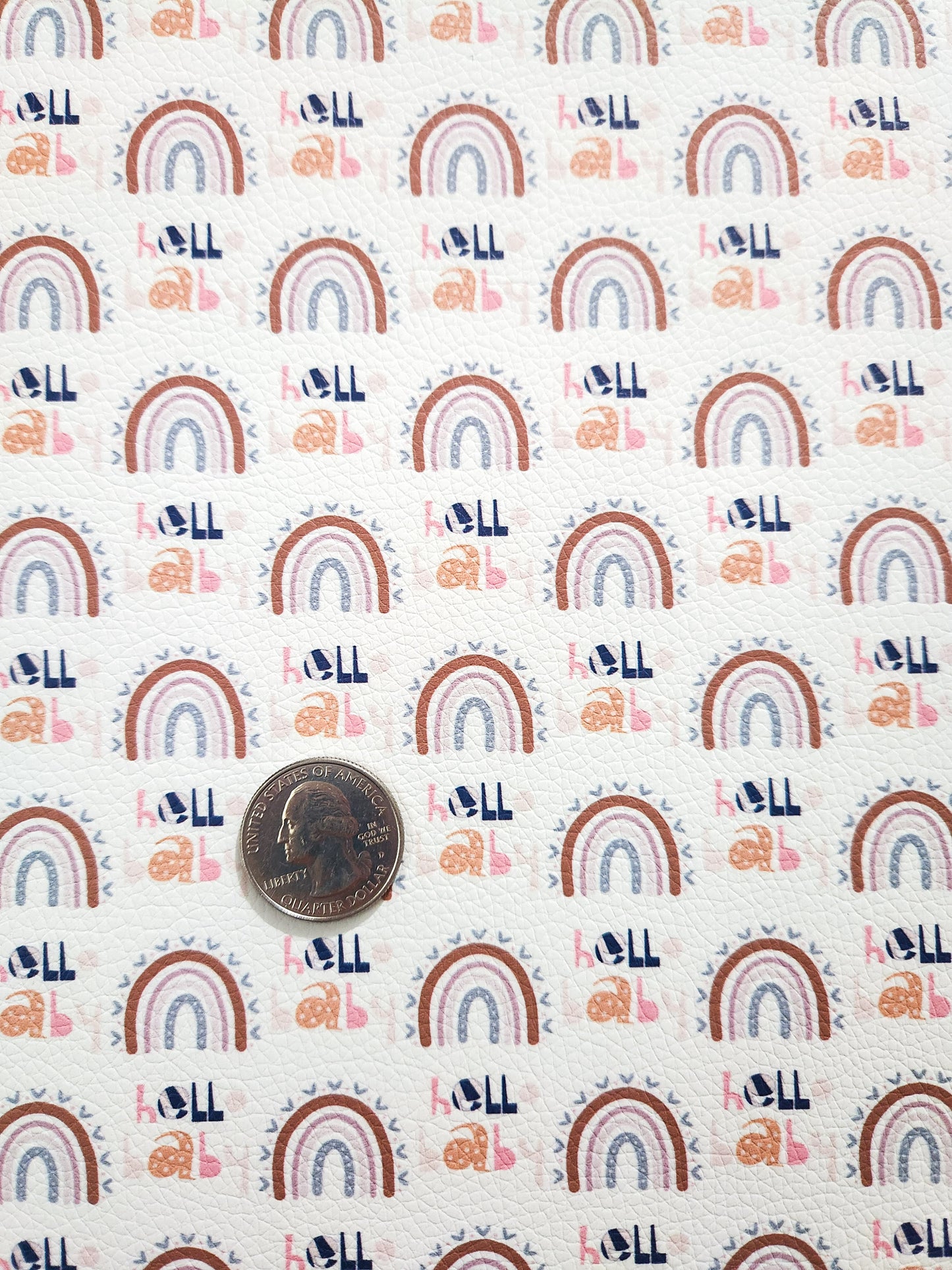 Hello Baby Rainbows 9x12 faux leather sheet