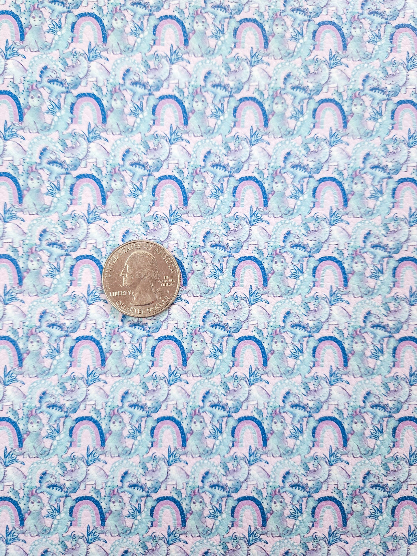 Girly Blue Dino 9x12 faux leather sheet
