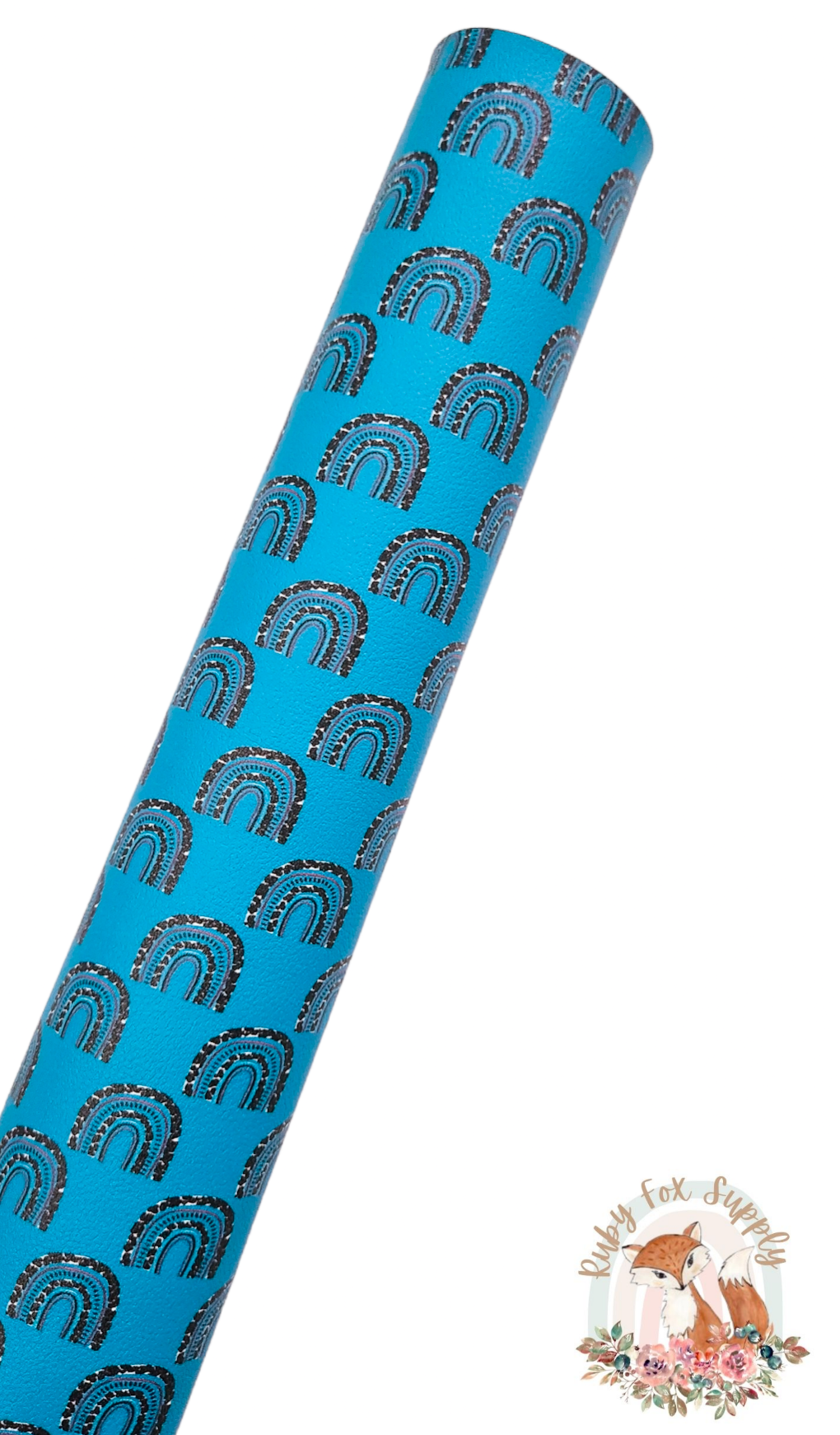 Teal Rainbows 9x12 faux leather sheet