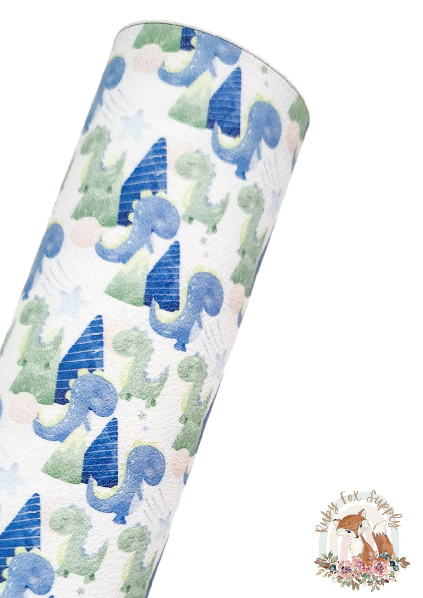 Blue and Green Dinos 9x12 faux leather sheet