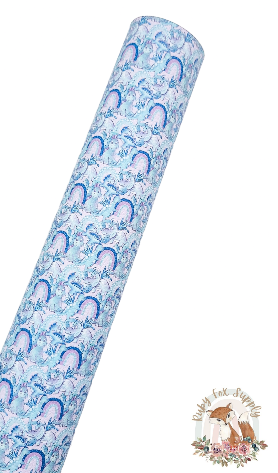 Girly Blue Dino 9x12 faux leather sheet