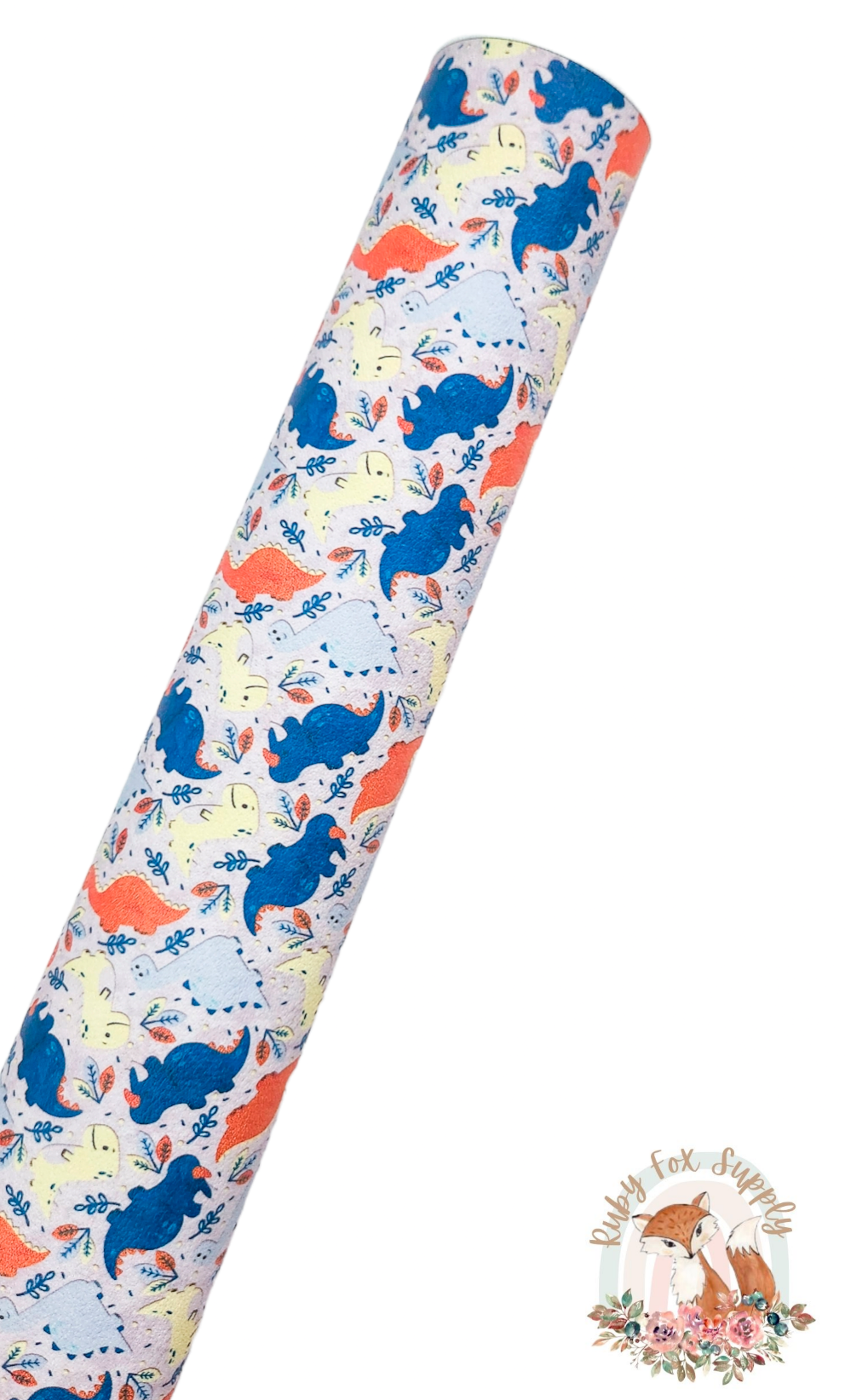 Blue Orange Dino 9x12 faux leather sheet