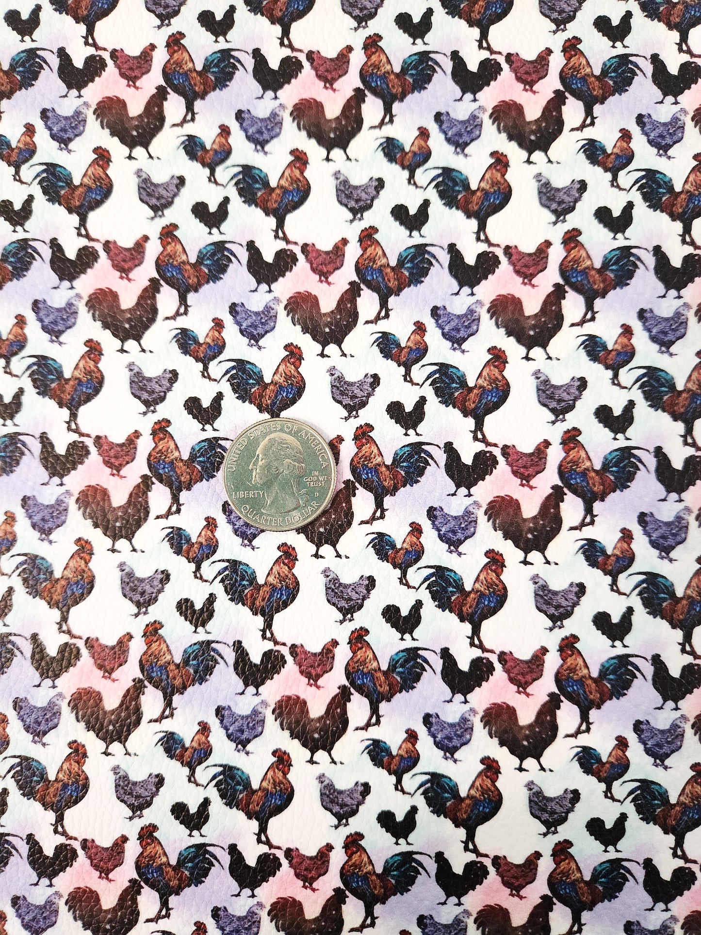 Farm Chickens 9x12 faux leather sheet