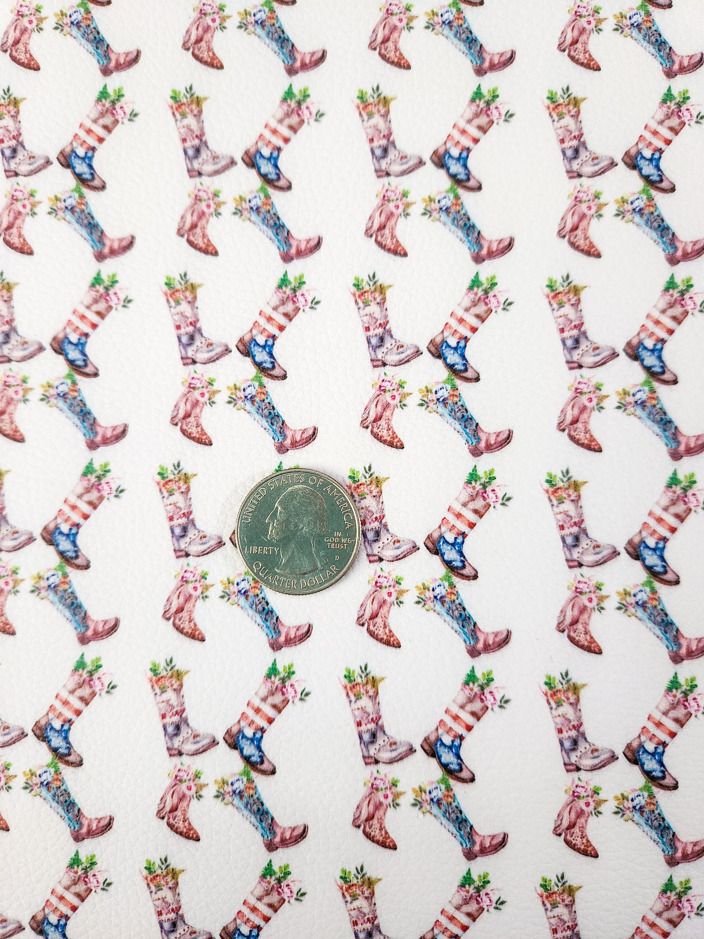 Floral Boots 9x12 faux leather sheet