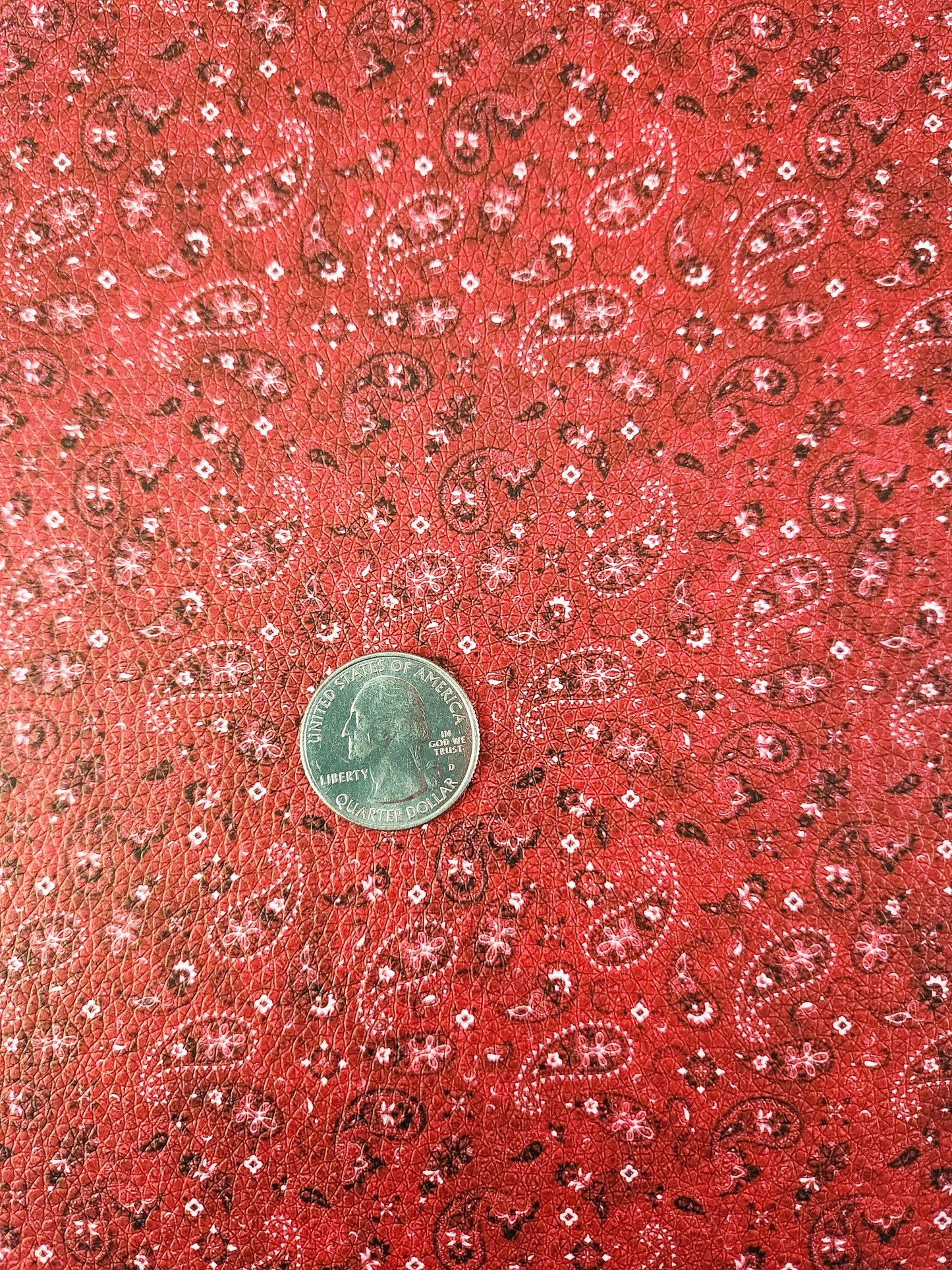 Red Paisley 9x12 faux leather sheet