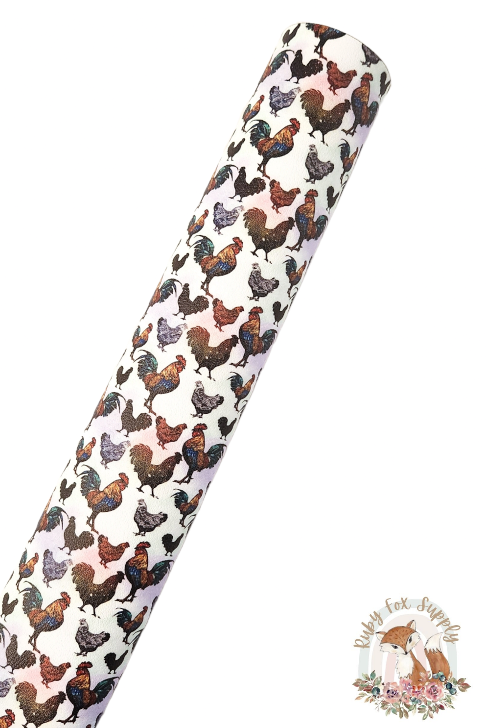 Farm Chickens 9x12 faux leather sheet