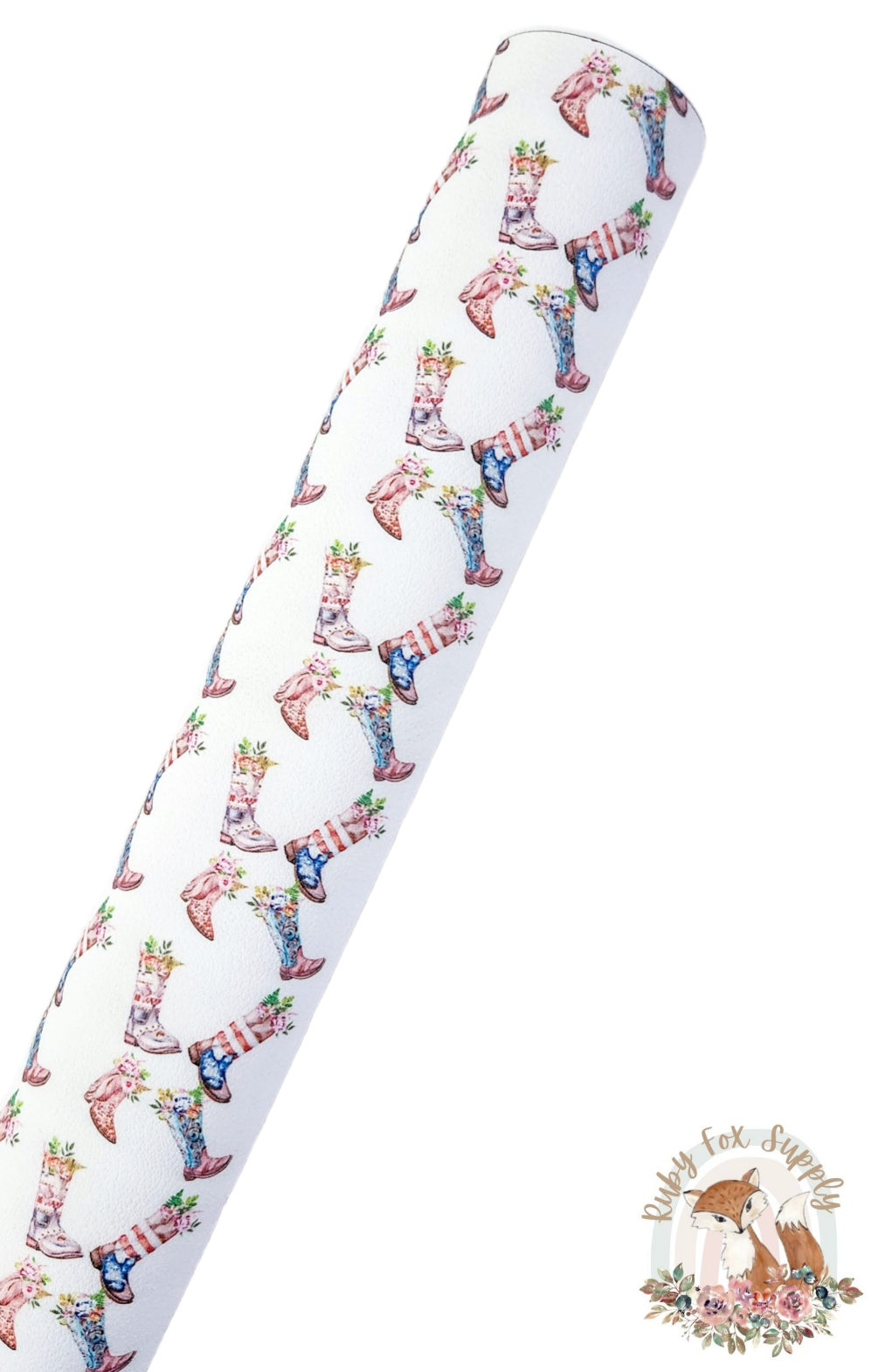 Floral Boots 9x12 faux leather sheet