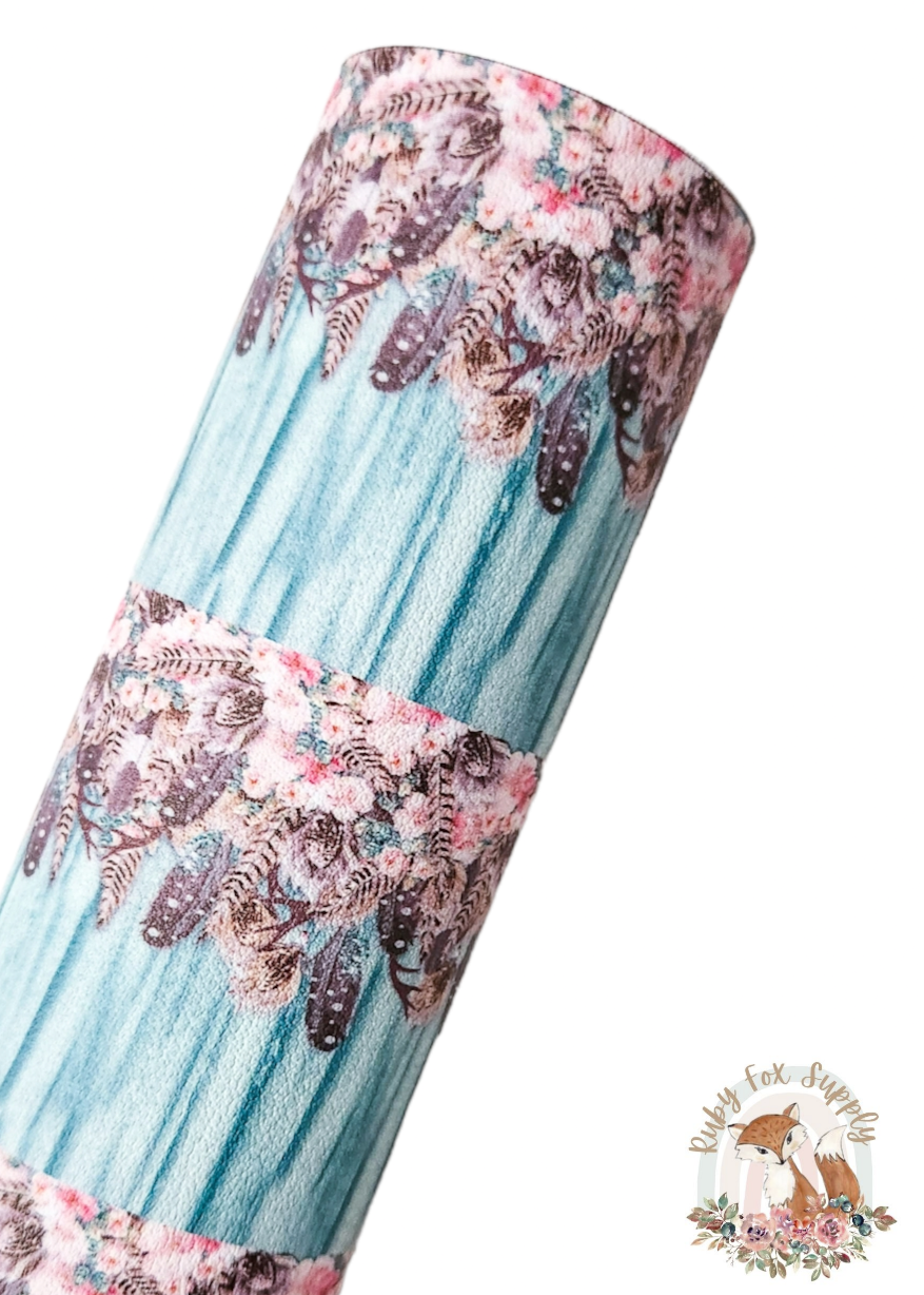 Pretty Feathers Drip 9x12 faux leather sheet