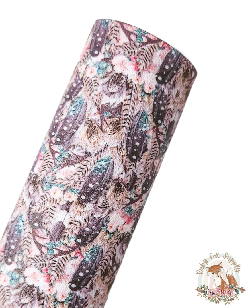 Pretty Feathers 9x12 faux leather sheet